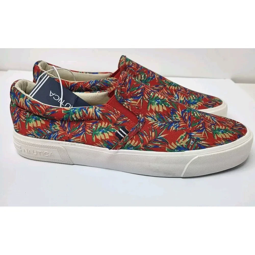 New Nautica Men's Size 8.5 Shoes Floral Red Palm Sneaker Loafer Chandler CV211-6